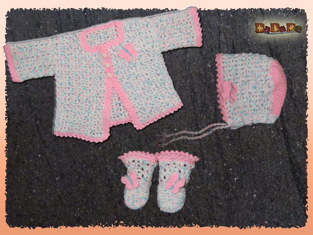 Mütze, Jacke und Schuhe, 3er-Set Größe 68-74, eine Häkelanleitung von DaDaDe