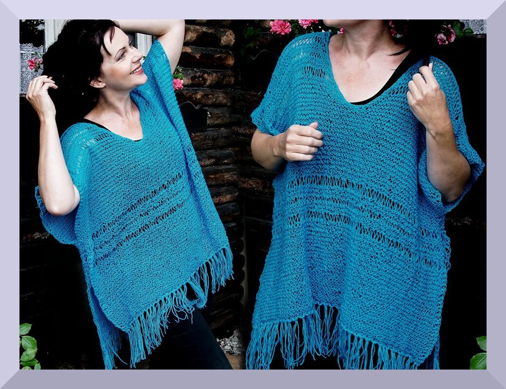 Poncho stricken - Strickanleitung - Universalgröße - Gr. 34-50 - alle Größen
