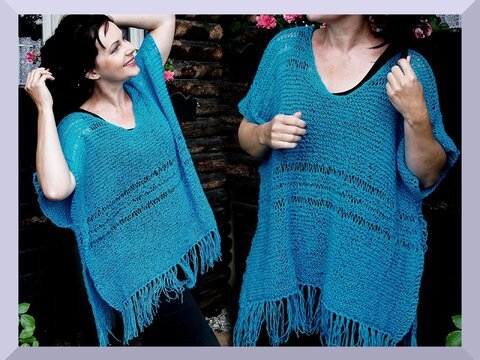 Poncho stricken - Strickanleitung - Universalgröße - Gr. 34-50 - alle Größen