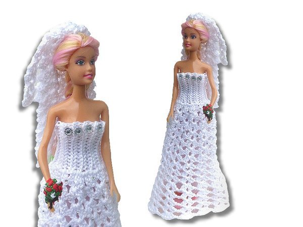 Brautkleid für 30cm Puppen - Häkelanleitung