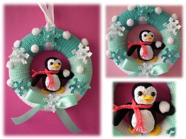 Winter - Crochet Pattern - wreath pattern - Crochet winter Wreath - crochet wreath - door wreath -