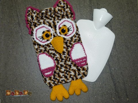 Wärmflaschen Bezug – Hülle Eule, eine Häkelanleitung von DaDaDe