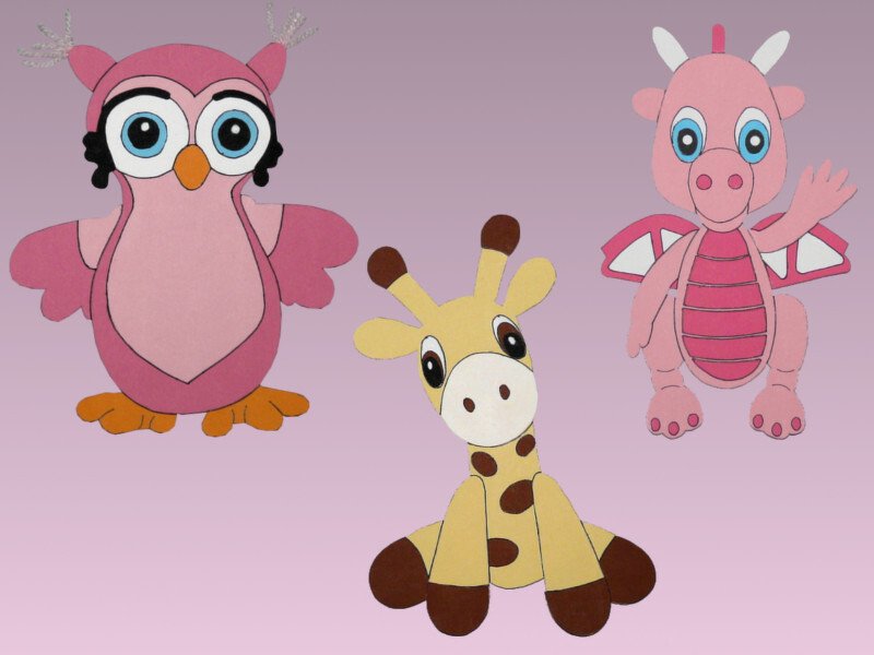 Sparpaket Bastelanleitungen Eulora, Kara und Taja, Fensterbilder