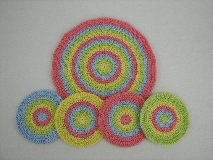 Häkelanleitung für Anfänger - Glasuntersetzer/Deckchen "Lollipop"