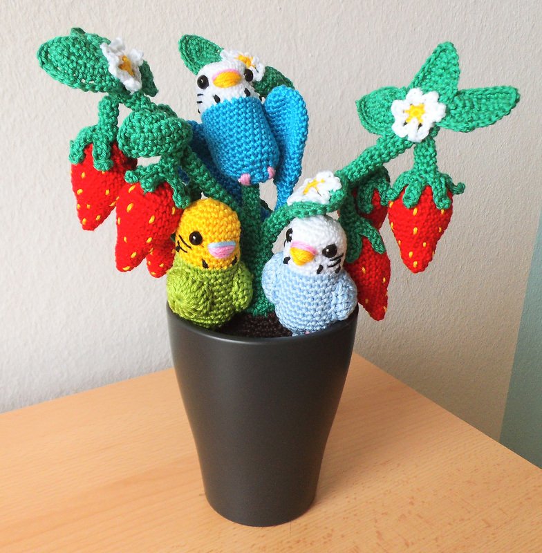 Wellensittich Erdbeerstrauch Häkelanleitung (Sparpreis; 2 Anleitungen) - Bild 2