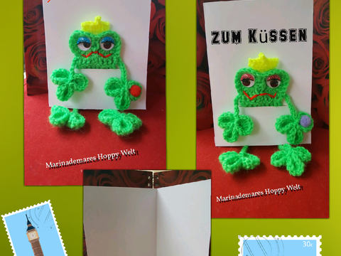 Frosch Gruß Karte " zum Küssen "