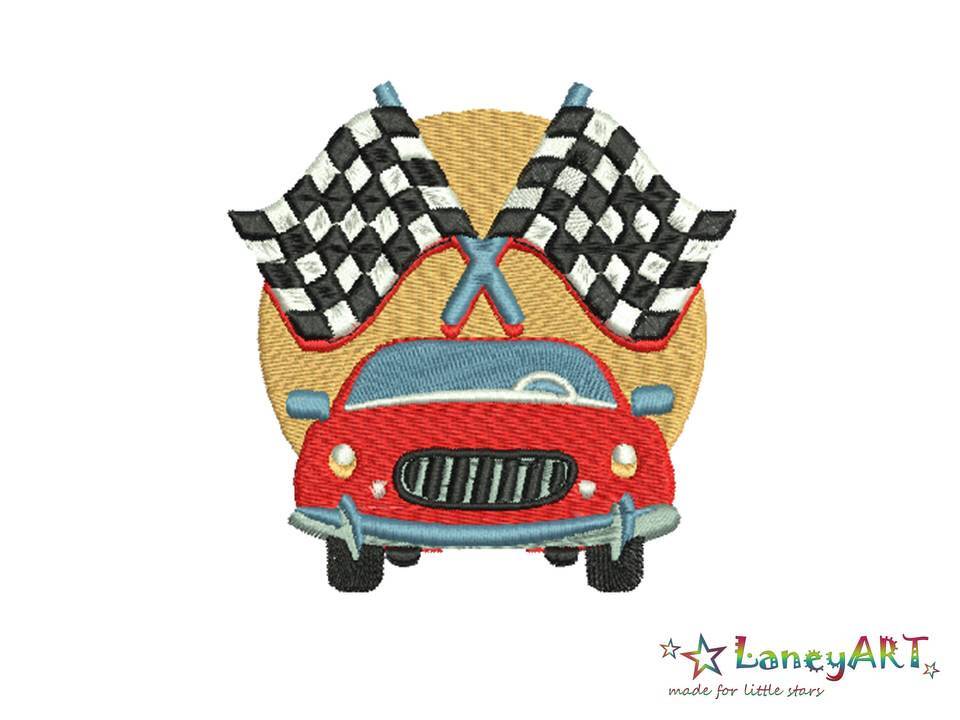 Stickdatei "Autorennen" Pes Format (Deco, Brother, Babylock) 