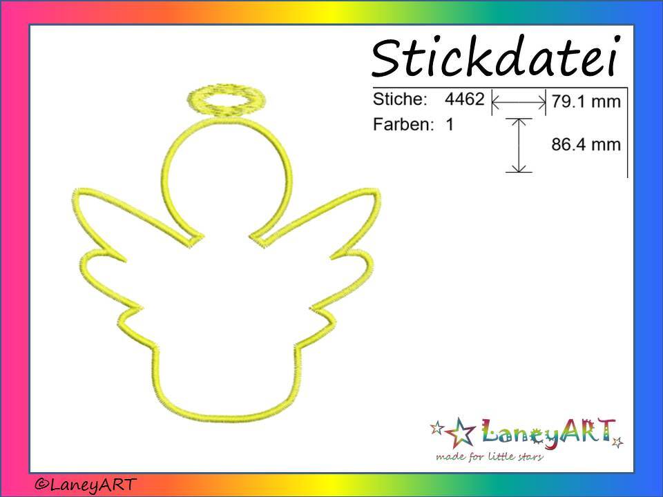 Stickdatei "Engel - Kontur" Pes Format (Deco, Brother, Babylock), VP3 & DST