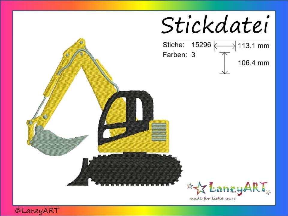 Stickdatei "Bagger" Pes Format (Deco, Brother, Babylock) 
