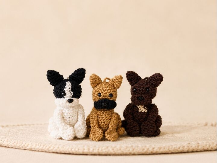 Crochet pattern bulldog keychain amigurumi