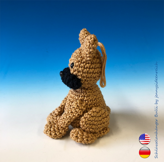 Crochet Pattern french Bulldogg Keychain, little bully amigurumi