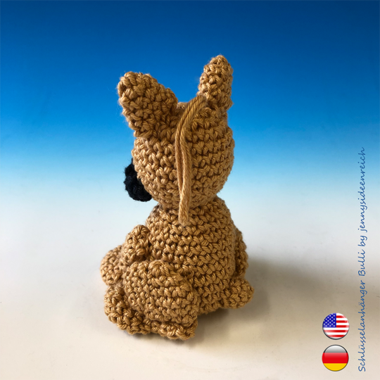 Crochet Pattern french Bulldogg Keychain, little bully amigurumi