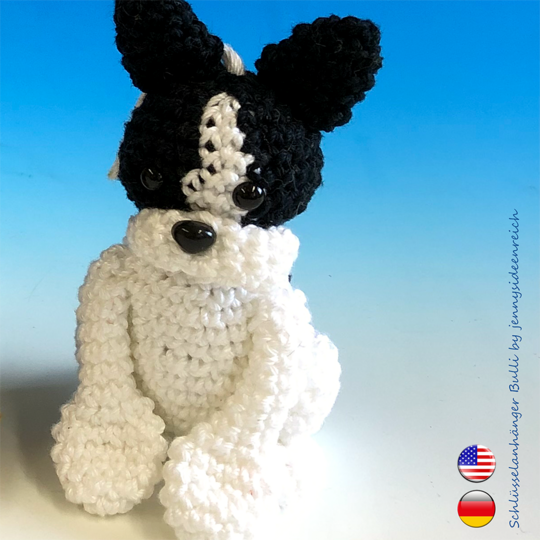 Crochet Pattern french Bulldogg Keychain, little bully amigurumi