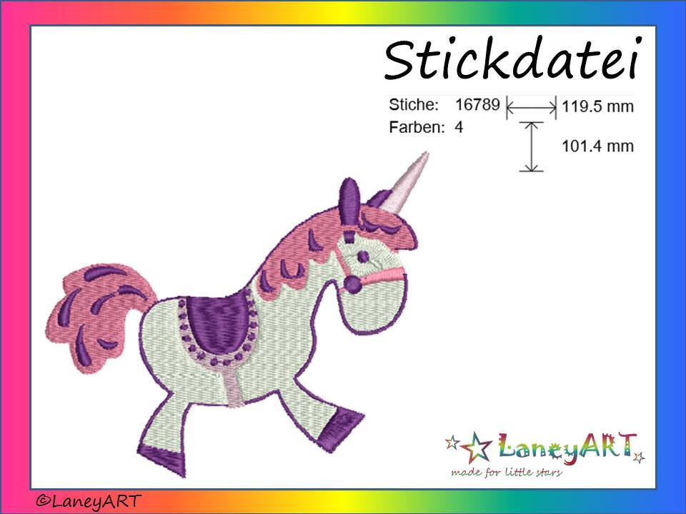 Stickdatei "Einhorn" Pes Format (Deco, Brother, Babylock) 