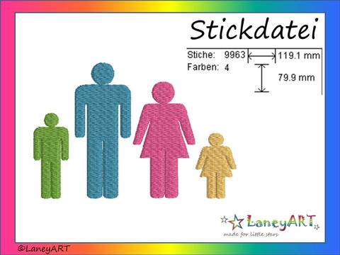 Stickdatei "Familie" Pes Format (Deco, Brother, Babylock) 