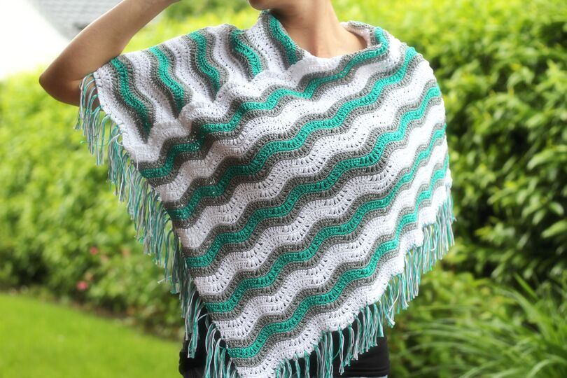 crochet pattern poncho boho style size -XL