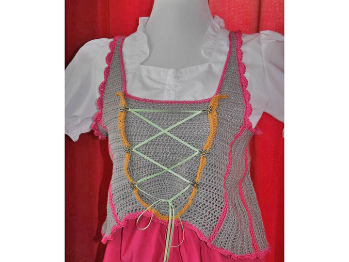 Weste im Dirndl-Look Oversize - kaschierende Häkelweste - Häkelanleitung