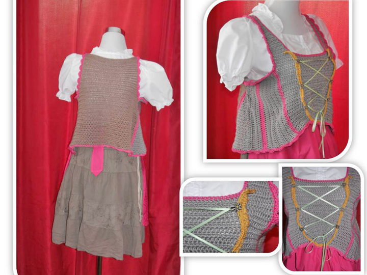 Weste im Dirndl-Look Oversize - kaschierende Häkelweste - Häkelanleitung