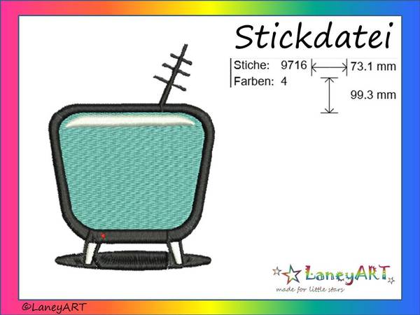 Stickdatei "Fernsehgerät / TV" Pes Format (Deco, Brother, Babylock) 
