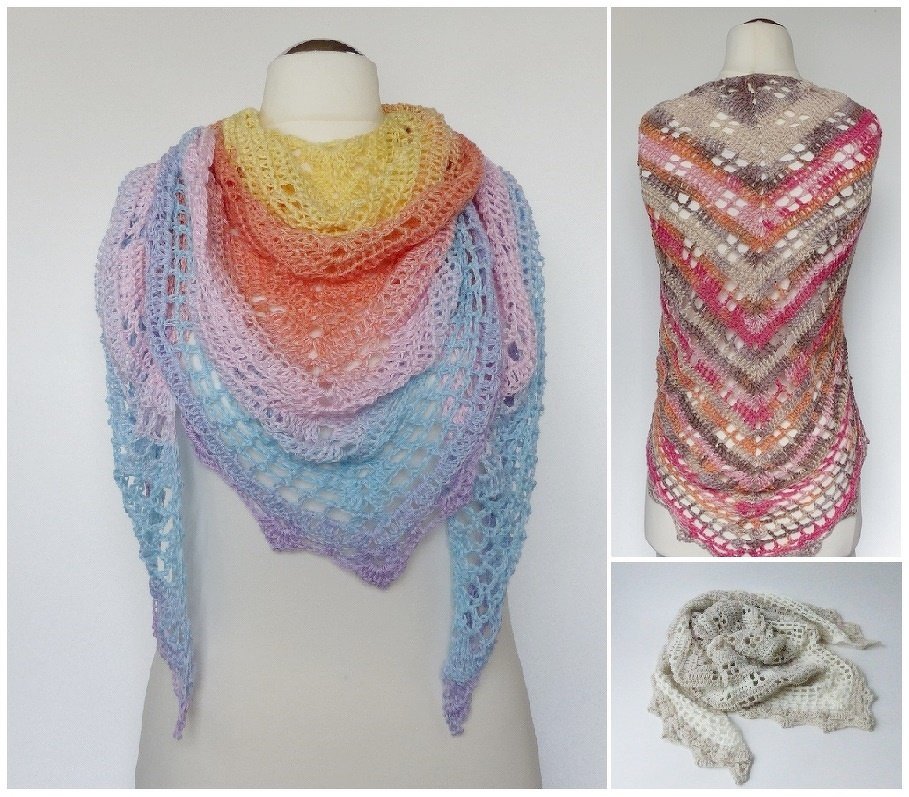 "Mija" luftiges Häkeltuch / Traum in Pastell