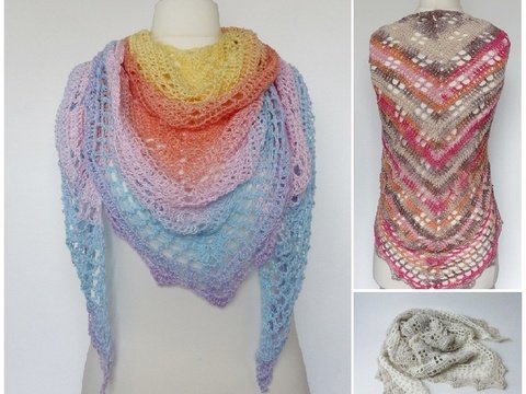 "Mija" luftiges Häkeltuch / Traum in Pastell