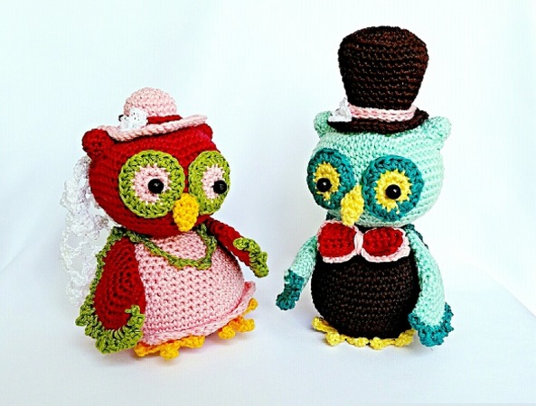 Owl Couple Bride And Groom Amigurumi Crochet Pattern