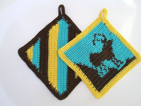 Häkelanleitung Topflappenset "Steinbock"