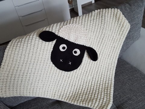 45 Häkelanleitung Babydecke Kinderwagendecke Schaf