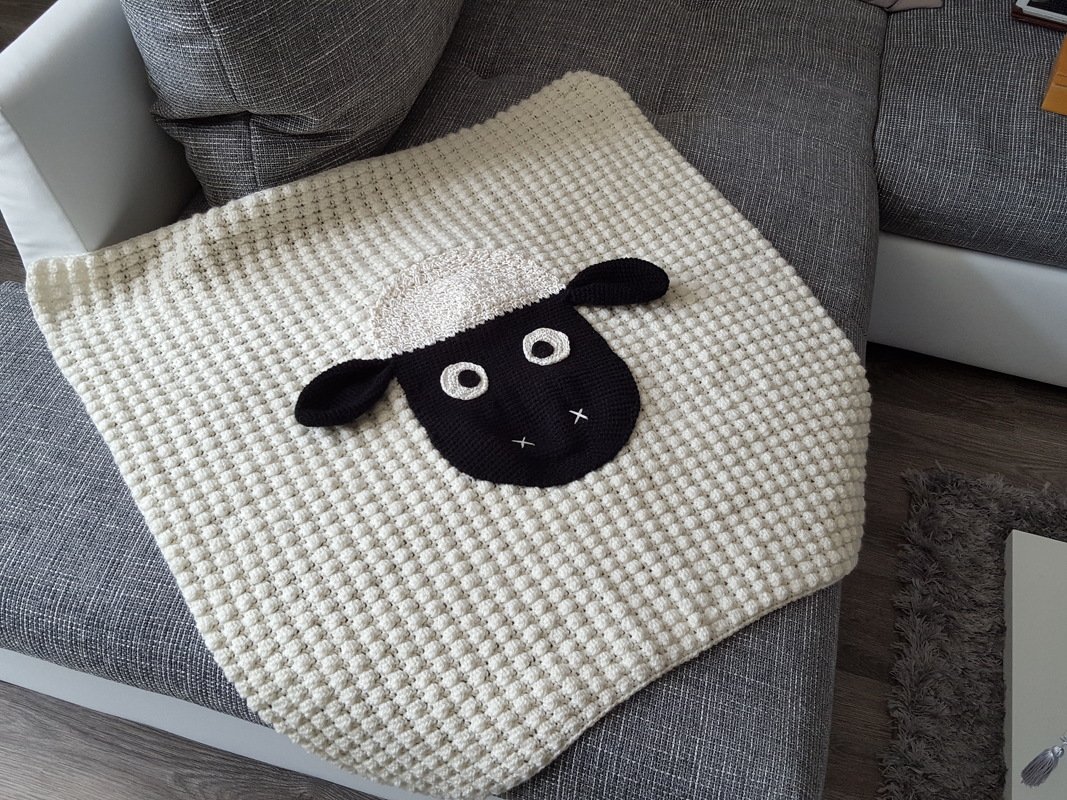 45 Häkelanleitung Babydecke Kinderwagendecke Schaf - Bild 5