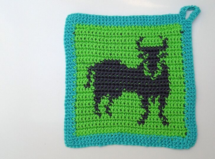 Häkelanleitung Topflappenset "Stier"