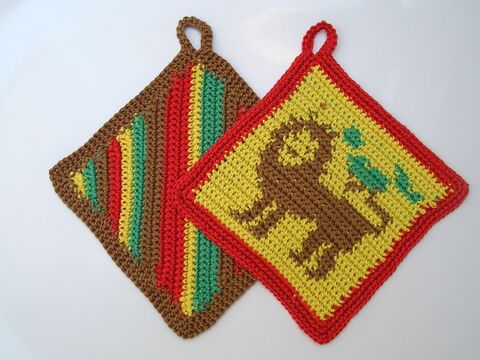 Häkelanleitung Topflappenset "Löwe"