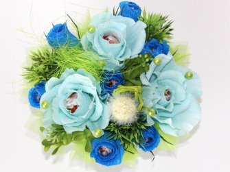 Pralinengesteck aus Rosen