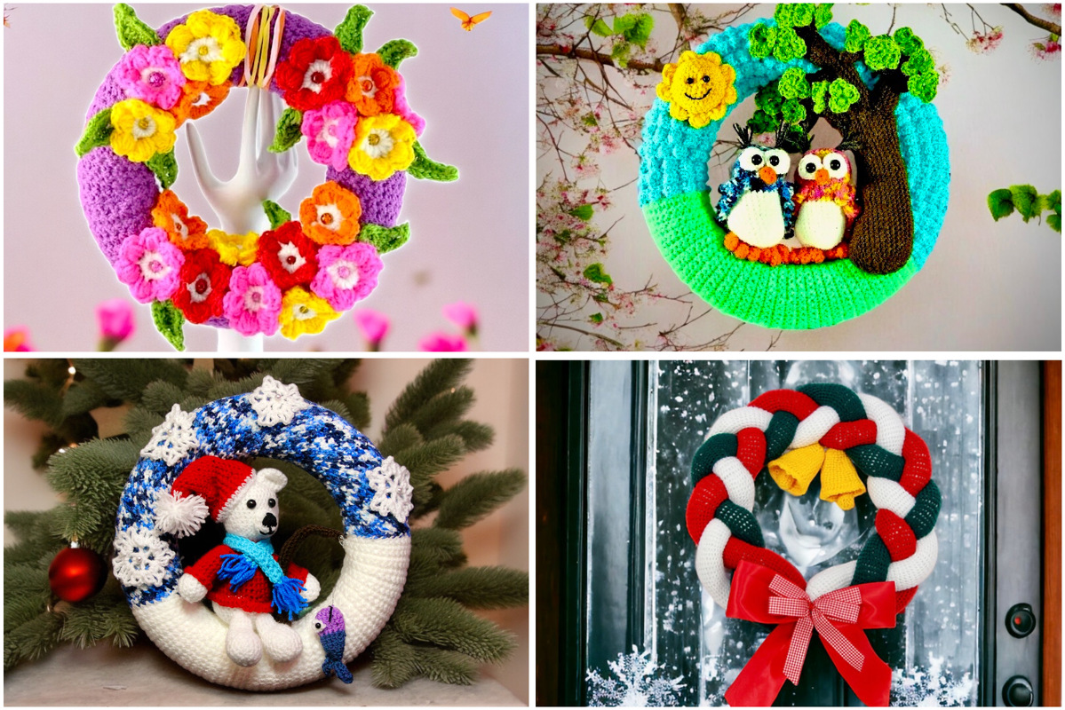 4 Door Wreaths Economy Set - Crochet Pattern