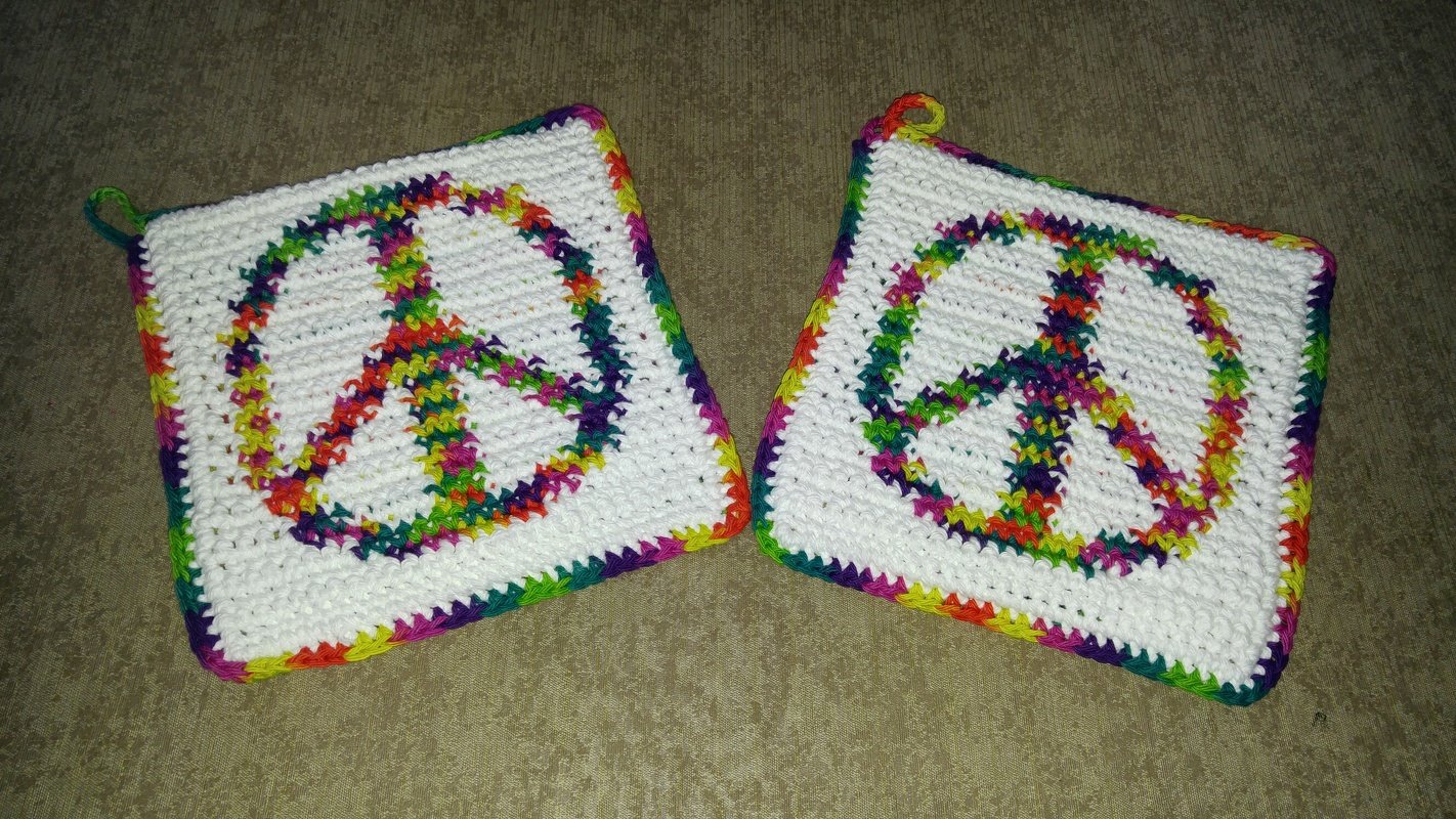 Peace Sign Potholders PDF Pattern