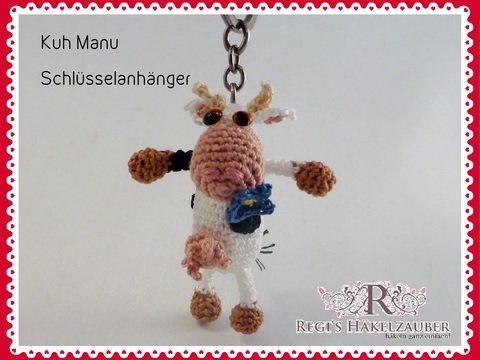 Häkelanleitung Schlüsselanhänger Kuh Manu