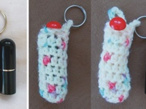 Häkelanleitung Taschenbaumler-Schlüsselanhänger-Lippenstift-Hülle