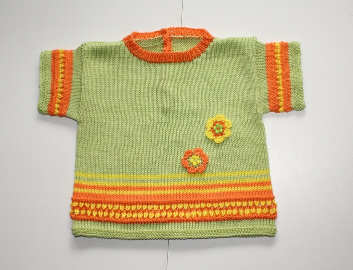 Strickanleitung Baby-Kurzarm-Pullover, Pulli in drei Größen ca. 3 - 18 Monate