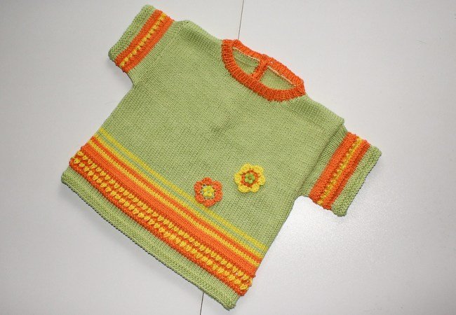 Strickanleitung Baby Kurzarm Pullover Pulli In Drei Grossen Ca 3 18 Monate