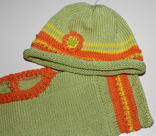 Strickanleitung Baby-Set, Kurzarm-Pulli + Baby-Mützchen in drei Größen, ca. 3 - 18 /24 Monate