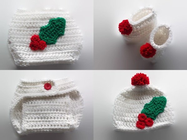 Baby Crochet Pattern Christmas Diaper Set