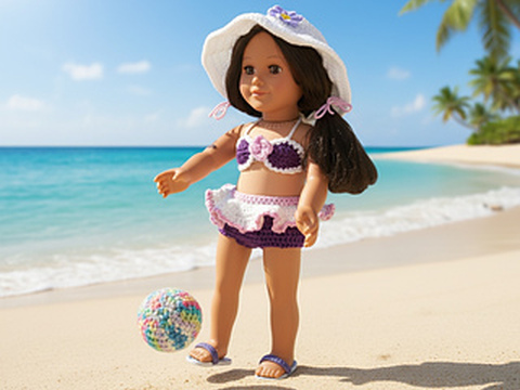 Crochet Pattern Doll bathing suit 18"