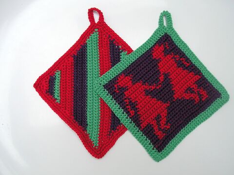 Häkelanleitung Topflappenset "Zwillinge"