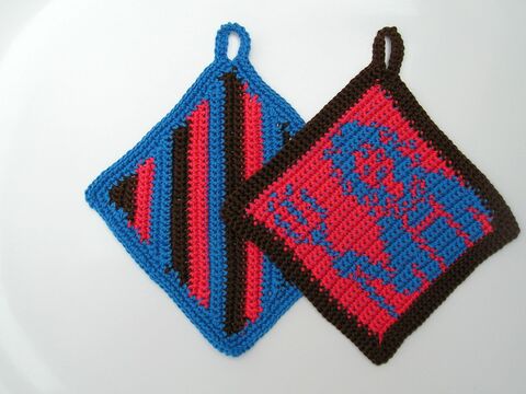 Häkelanleitung Topflappenset "Wassermann"