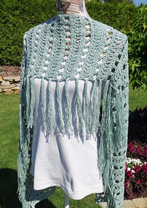 Häkelanleitung für Stola / Tuch mit Fransen | Stola *Steal the Show* - Bild 5