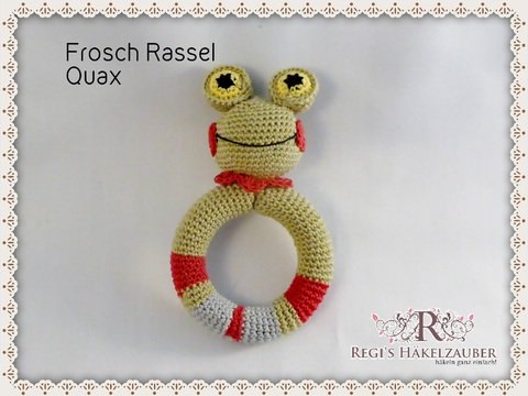 Häkelanleitung Baby Rassel Greifling - Frosch Quax