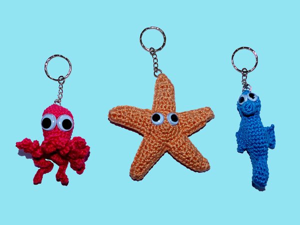 Keychains maritime, Bob-Betty-Brain, Crochet Pattern