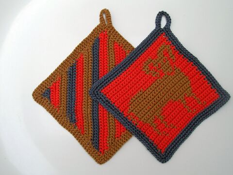 Häkelanleitung Topflappenset "Widder"