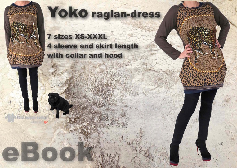 US-Yoko PDF E-Book sewing instruction with patterns for jersey raglan dress in 7 sizes xs-xxxl - made with Love from firstloungeberlin