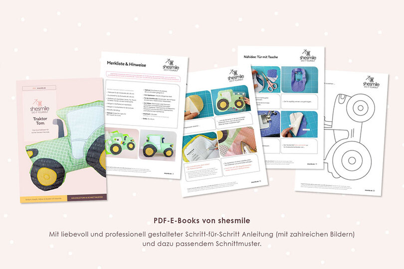 Traktor-Kuschelkissen "Tom" (Nähanleitung und Schnittmuster)