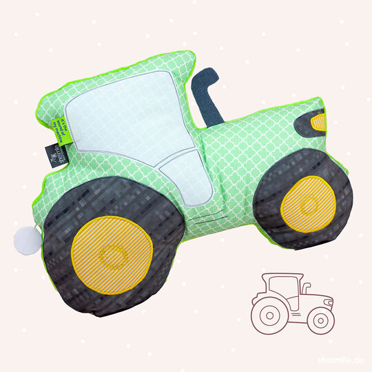 Traktor-Kuschelkissen "Tom" (Nähanleitung und Schnittmuster)